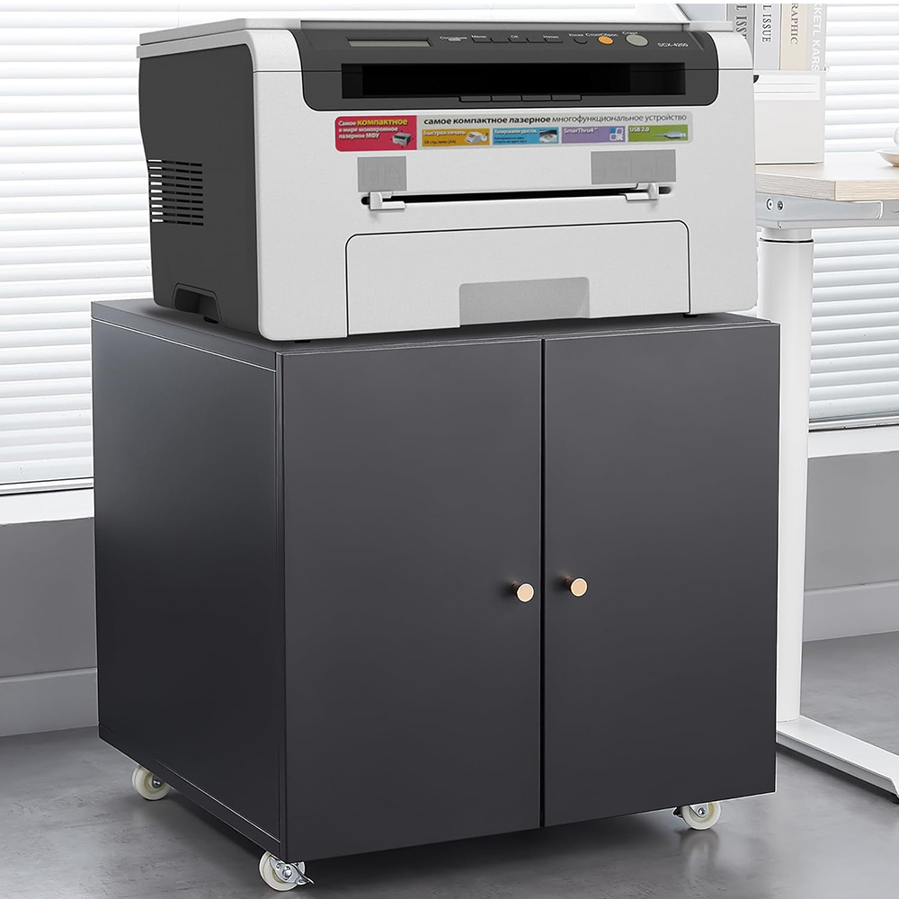 Commercial Printing Press - ขาตั้งเครื่องพิมพ์โลหะพร้อมที่เก็บแฟ้ม, ตู้เก็บเอกสารเหล็กแบบมีประตูคู่และชั้นวางปรับระดับได้, ขาตั้งโต๊ะเครื่องพิมพ์แบบมีล้อ